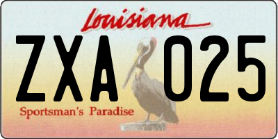 LA license plate ZXA025