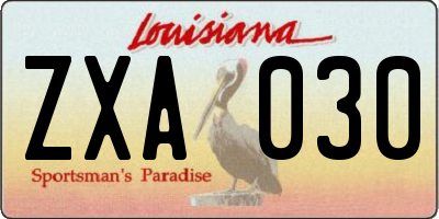 LA license plate ZXA030