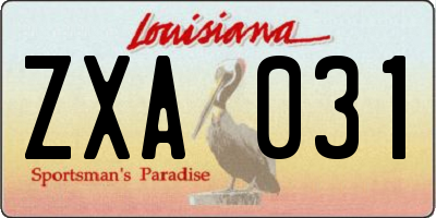 LA license plate ZXA031