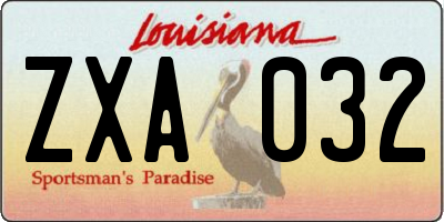 LA license plate ZXA032