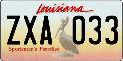 LA license plate ZXA033