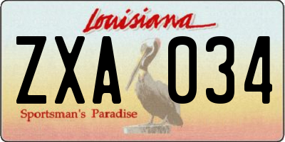 LA license plate ZXA034