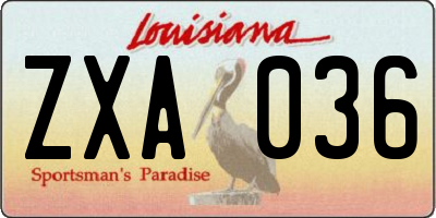 LA license plate ZXA036