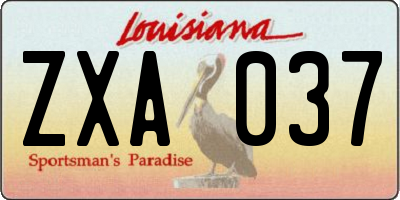 LA license plate ZXA037