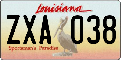 LA license plate ZXA038