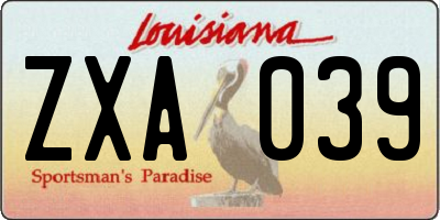 LA license plate ZXA039