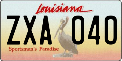 LA license plate ZXA040