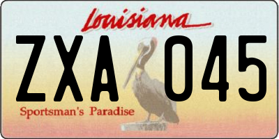 LA license plate ZXA045