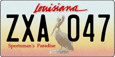 LA license plate ZXA047