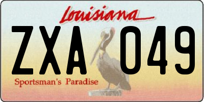 LA license plate ZXA049