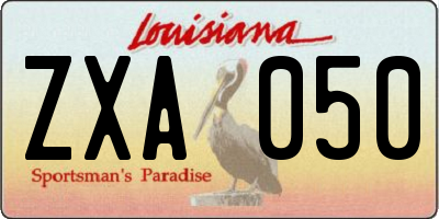 LA license plate ZXA050