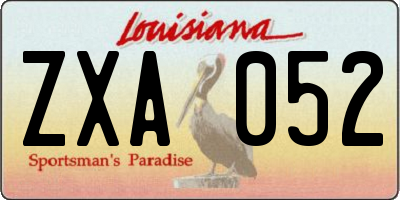 LA license plate ZXA052