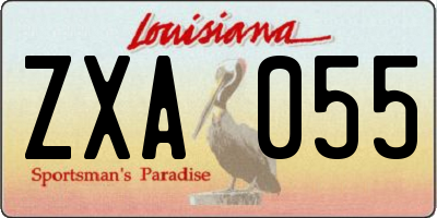 LA license plate ZXA055