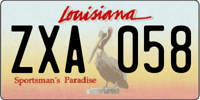 LA license plate ZXA058