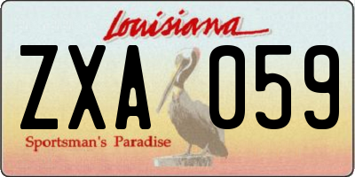 LA license plate ZXA059