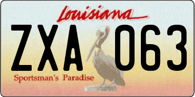 LA license plate ZXA063