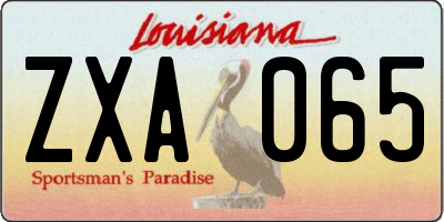 LA license plate ZXA065