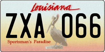 LA license plate ZXA066