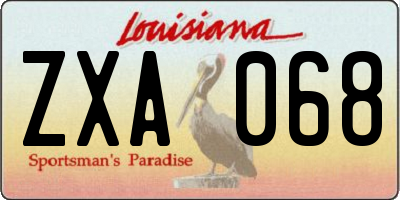 LA license plate ZXA068