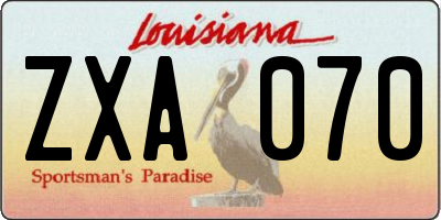 LA license plate ZXA070