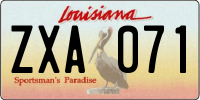 LA license plate ZXA071