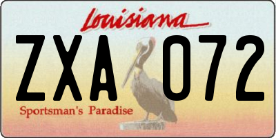 LA license plate ZXA072