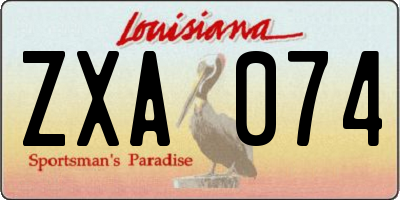 LA license plate ZXA074