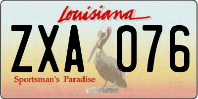 LA license plate ZXA076