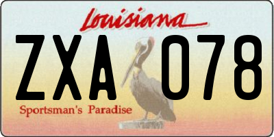 LA license plate ZXA078