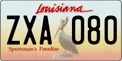 LA license plate ZXA080