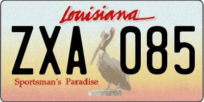 LA license plate ZXA085