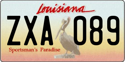 LA license plate ZXA089