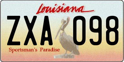 LA license plate ZXA098