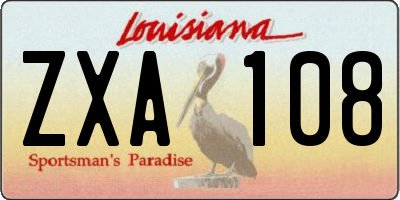LA license plate ZXA108