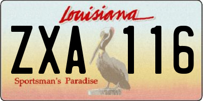 LA license plate ZXA116