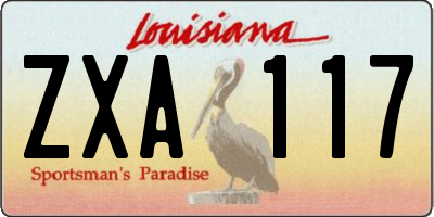 LA license plate ZXA117