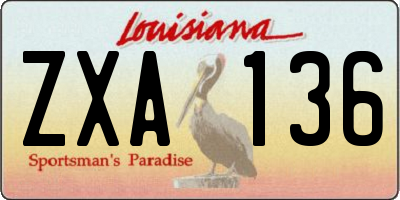 LA license plate ZXA136