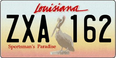 LA license plate ZXA162