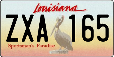 LA license plate ZXA165