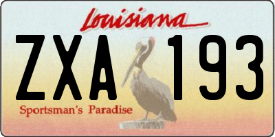 LA license plate ZXA193