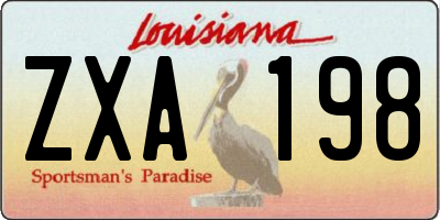 LA license plate ZXA198