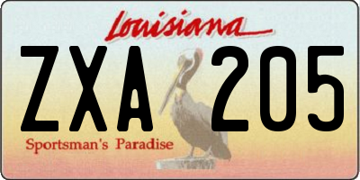 LA license plate ZXA205