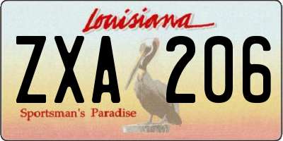 LA license plate ZXA206