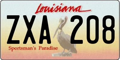 LA license plate ZXA208