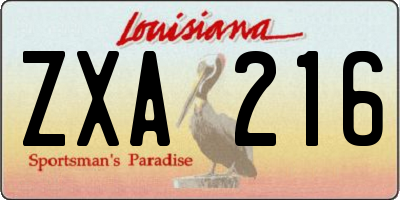 LA license plate ZXA216