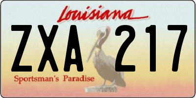 LA license plate ZXA217