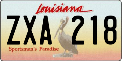 LA license plate ZXA218