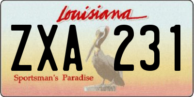 LA license plate ZXA231