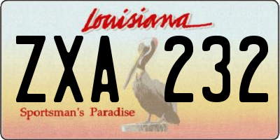 LA license plate ZXA232