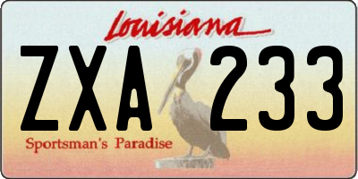 LA license plate ZXA233